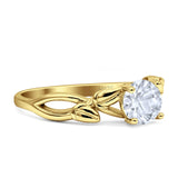 Budding Willow Solitaire Ring Round Cubic Zirconia 925 Sterling Silver