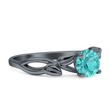 Budding Willow Solitaire Ring Round Cubic Zirconia 925 Sterling Silver