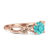 Budding Willow Solitaire Ring Round Cubic Zirconia 925 Sterling Silver