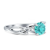 Budding Willow Solitaire Ring Round Cubic Zirconia 925 Sterling Silver