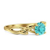Budding Willow Solitaire Ring Round Cubic Zirconia 925 Sterling Silver