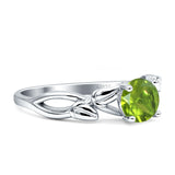 Budding Willow Solitaire Ring Round Cubic Zirconia 925 Sterling Silver