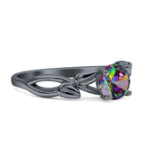 Budding Willow Solitaire Ring Round Cubic Zirconia 925 Sterling Silver
