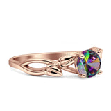 Budding Willow Solitaire Ring Round Cubic Zirconia 925 Sterling Silver