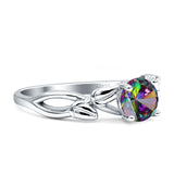 Budding Willow Solitaire Ring Round Cubic Zirconia 925 Sterling Silver
