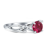 Budding Willow Solitaire Ring Round Cubic Zirconia 925 Sterling Silver