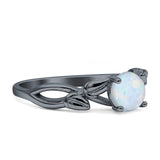 Budding Willow Solitaire Ring Round Cubic Zirconia 925 Sterling Silver