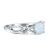 Budding Willow Solitaire Ring Round Cubic Zirconia 925 Sterling Silver
