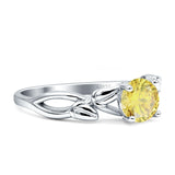 Budding Willow Solitaire Ring Round Cubic Zirconia 925 Sterling Silver