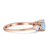 Three Stone Ring Kite Shape Accent Round Cubic Zirconia 925 Sterling Silver