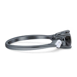 Three Stone Ring Kite Shape Accent Round Cubic Zirconia 925 Sterling Silver