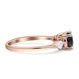 Three Stone Ring Kite Shape Accent Round Cubic Zirconia 925 Sterling Silver