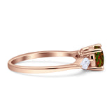 Three Stone Ring Kite Shape Accent Round Cubic Zirconia 925 Sterling Silver