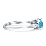Three Stone Ring Kite Shape Accent Round Cubic Zirconia 925 Sterling Silver