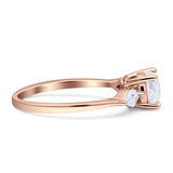 Three Stone Ring Kite Shape Accent Round Cubic Zirconia 925 Sterling Silver