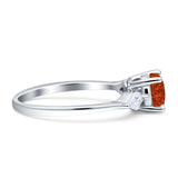 Three Stone Ring Kite Shape Accent Round Cubic Zirconia 925 Sterling Silver