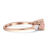 Three Stone Ring Kite Shape Accent Round Cubic Zirconia 925 Sterling Silver