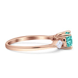 Three Stone Ring Kite Shape Accent Round Cubic Zirconia 925 Sterling Silver