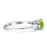 Three Stone Ring Kite Shape Accent Round Cubic Zirconia 925 Sterling Silver