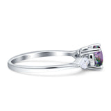 Three Stone Ring Kite Shape Accent Round Cubic Zirconia 925 Sterling Silver
