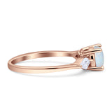 Three Stone Ring Kite Shape Accent Round Cubic Zirconia 925 Sterling Silver