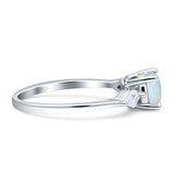 Three Stone Ring Kite Shape Accent Round Cubic Zirconia 925 Sterling Silver