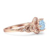 Art Deco Ring Sunflower Design Round Cubic Zirconia 925 Sterling Silver