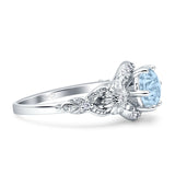 Art Deco Ring Sunflower Design Round Cubic Zirconia 925 Sterling Silver