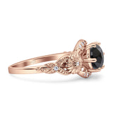 Art Deco Ring Sunflower Design Round Cubic Zirconia 925 Sterling Silver