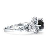 Art Deco Ring Sunflower Design Round Cubic Zirconia 925 Sterling Silver