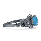 Art Deco Ring Sunflower Design Round Cubic Zirconia 925 Sterling Silver