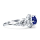 Art Deco Ring Sunflower Design Round Cubic Zirconia 925 Sterling Silver