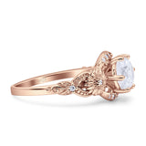 Art Deco Ring Sunflower Design Round Cubic Zirconia 925 Sterling Silver