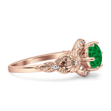 Art Deco Ring Sunflower Design Round Cubic Zirconia 925 Sterling Silver
