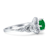 Art Deco Ring Sunflower Design Round Cubic Zirconia 925 Sterling Silver