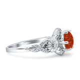 Art Deco Ring Sunflower Design Round Cubic Zirconia 925 Sterling Silver