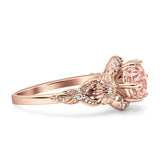 Art Deco Ring Sunflower Design Round Cubic Zirconia 925 Sterling Silver