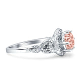 Art Deco Ring Sunflower Design Round Cubic Zirconia 925 Sterling Silver