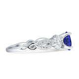 Vintage Style Sunflower Marquise Round Cubic Zirconia Ring 925 Sterling Silver