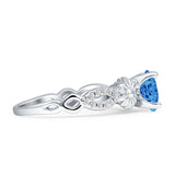 Vintage Style Sunflower Marquise Round Cubic Zirconia Ring 925 Sterling Silver