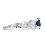 Vintage Style Sunflower Marquise Round Lab Alexandrite Ring 925 Sterling Silver