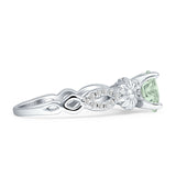 Vintage Style Sunflower Marquise Round Natural Green Amethyst Ring 925 Sterling Silver