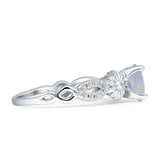 Vintage Style Sunflower Marquise Round Natural Moonstone Ring 925 Sterling Silver