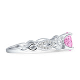 Vintage Style Sunflower Marquise Round Cubic Zirconia Ring 925 Sterling Silver