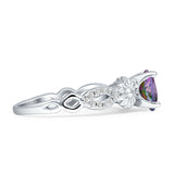 Vintage Style Sunflower Marquise Round Cubic Zirconia Ring 925 Sterling Silver