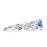 Vintage Style Sunflower Marquise Round Cubic Zirconia Ring 925 Sterling Silver