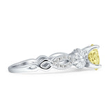 Vintage Style Sunflower Marquise Round Cubic Zirconia Ring 925 Sterling Silver