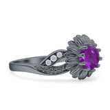 Sunflower Ring Infinity Twisted Round Cubic Zirconia 925 Sterling Silver