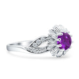 Sunflower Ring Infinity Twisted Round Cubic Zirconia 925 Sterling Silver