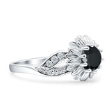 Sunflower Ring Infinity Twisted Round Cubic Zirconia 925 Sterling Silver